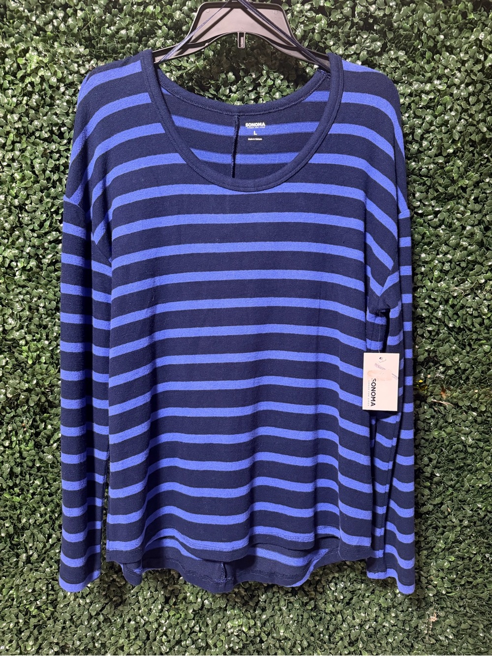 SONOMA Navy & Royal Blue Striped Long Sleeve Tee